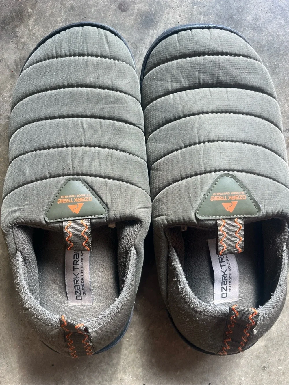 Ozark Trail Quilted Slip-On Loafers in Olive with Orange Accent